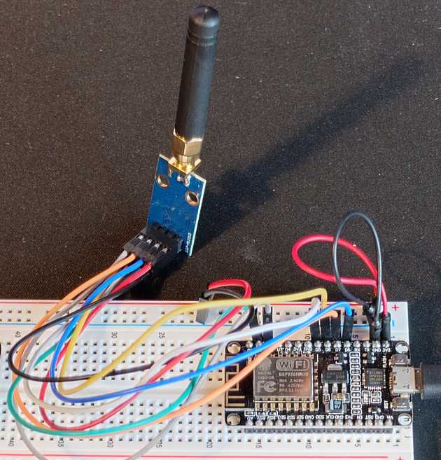 esp8266 wired up to a cc1101